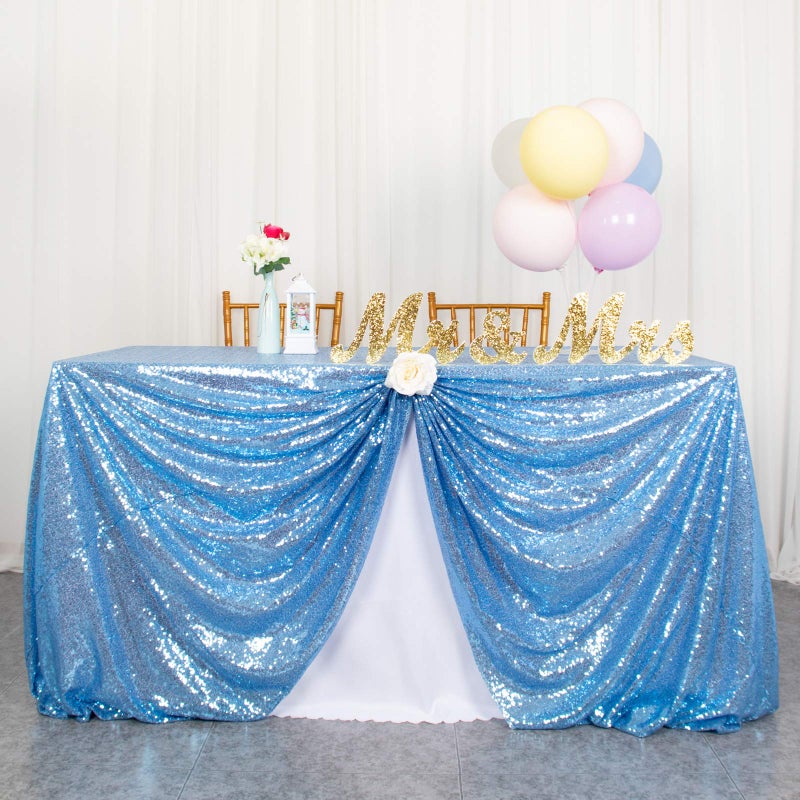 ShiDianYi Sequin Tablecloth Baby Blue 50x72-Inch Sequin Table Linens Sky Blue Rectangle Tablecloth for Wedding Decor-200111E - Image 1